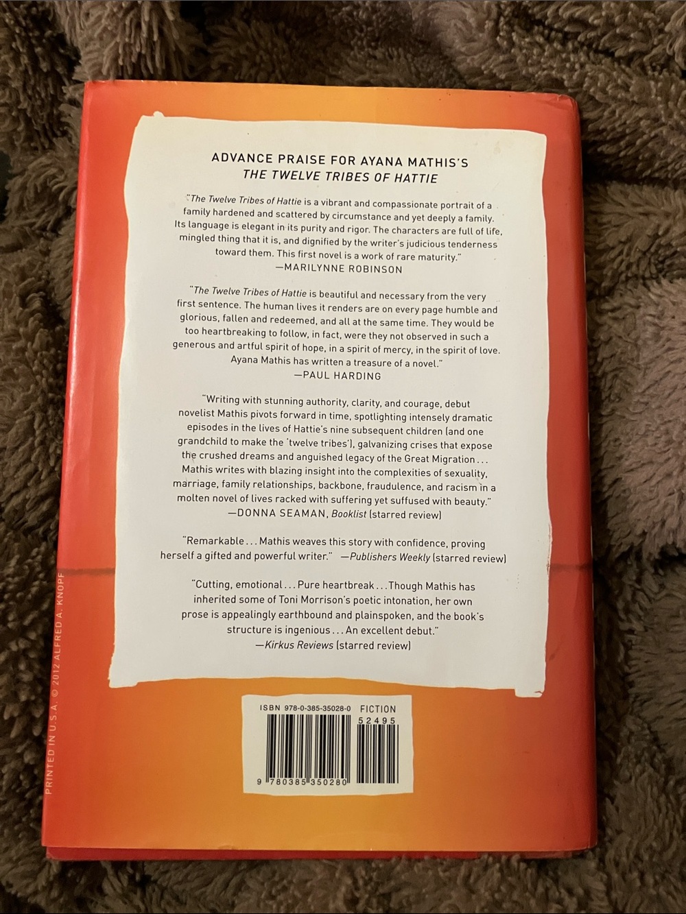 The Twelve Tribes of Hattie by Ayana Mathis - Orange Red Hardcover - Picture 3 of 5